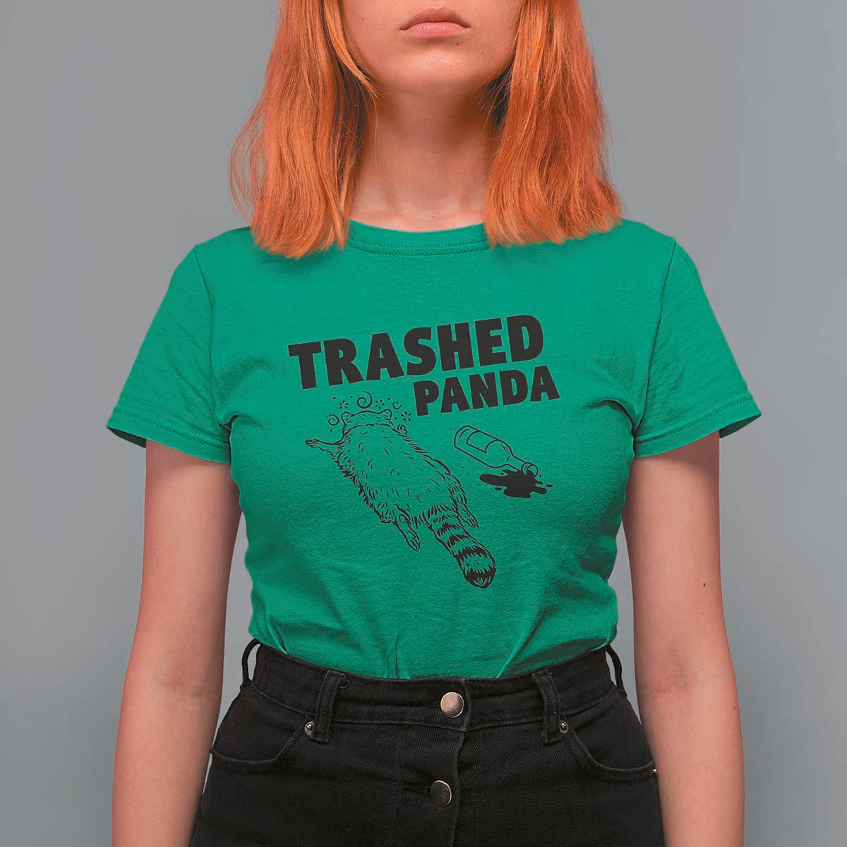 Funny Trashed Panda T Shirt For Women Drunk Raccoon Meme Hot Mess - Wonder Print Shop