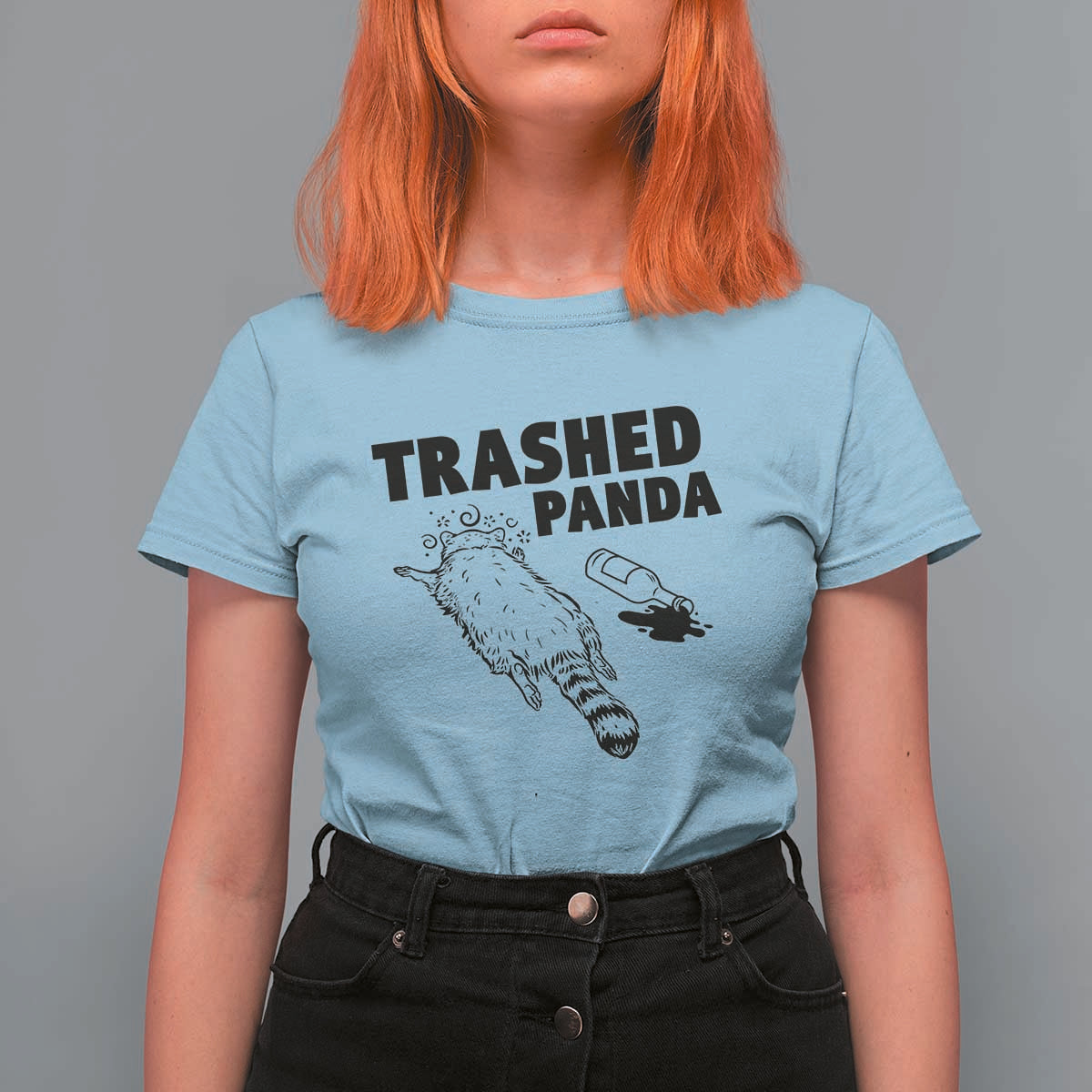 Funny Trashed Panda T Shirt For Women Drunk Raccoon Meme Hot Mess - Wonder Print Shop