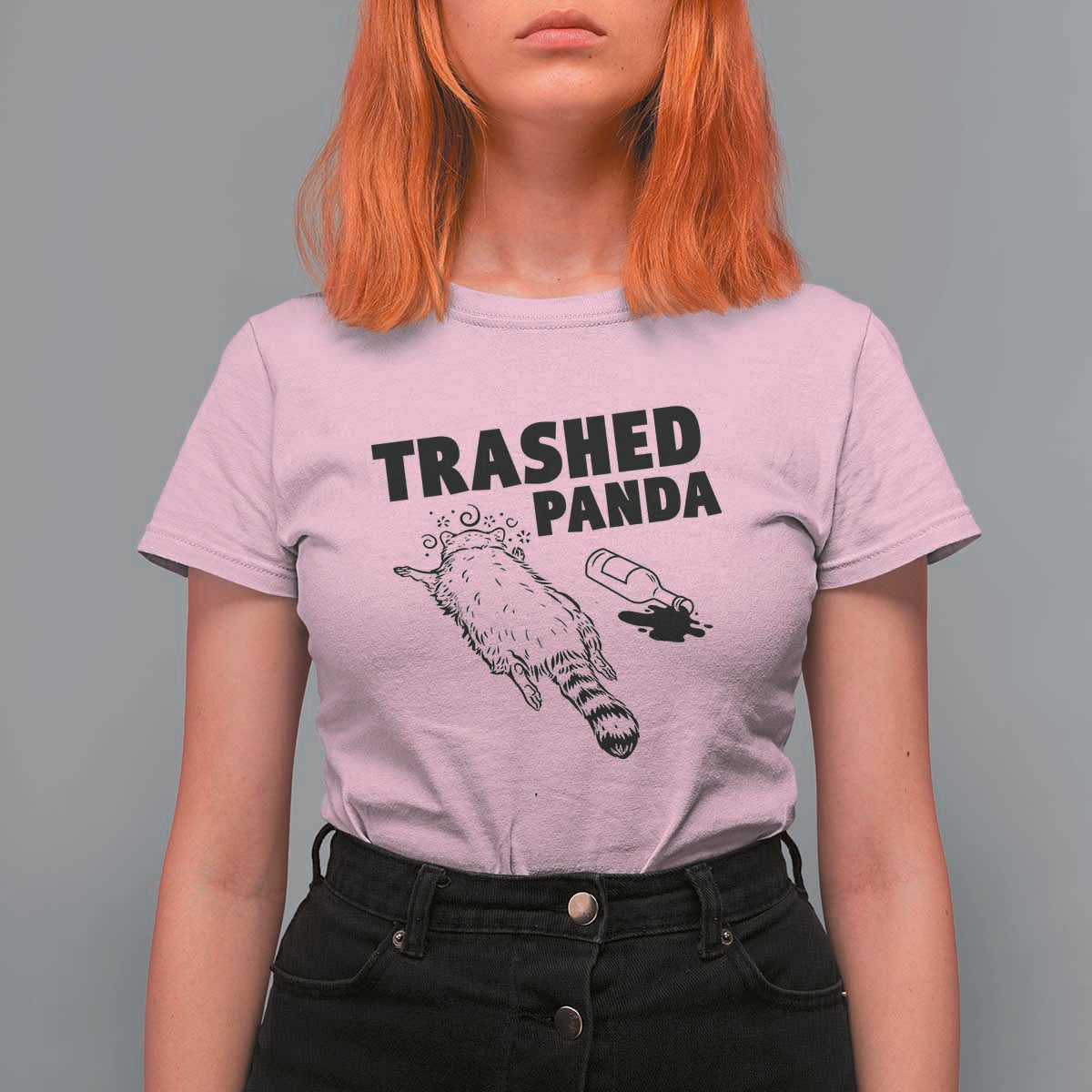Funny Trashed Panda T Shirt For Women Drunk Raccoon Meme Hot Mess - Wonder Print Shop
