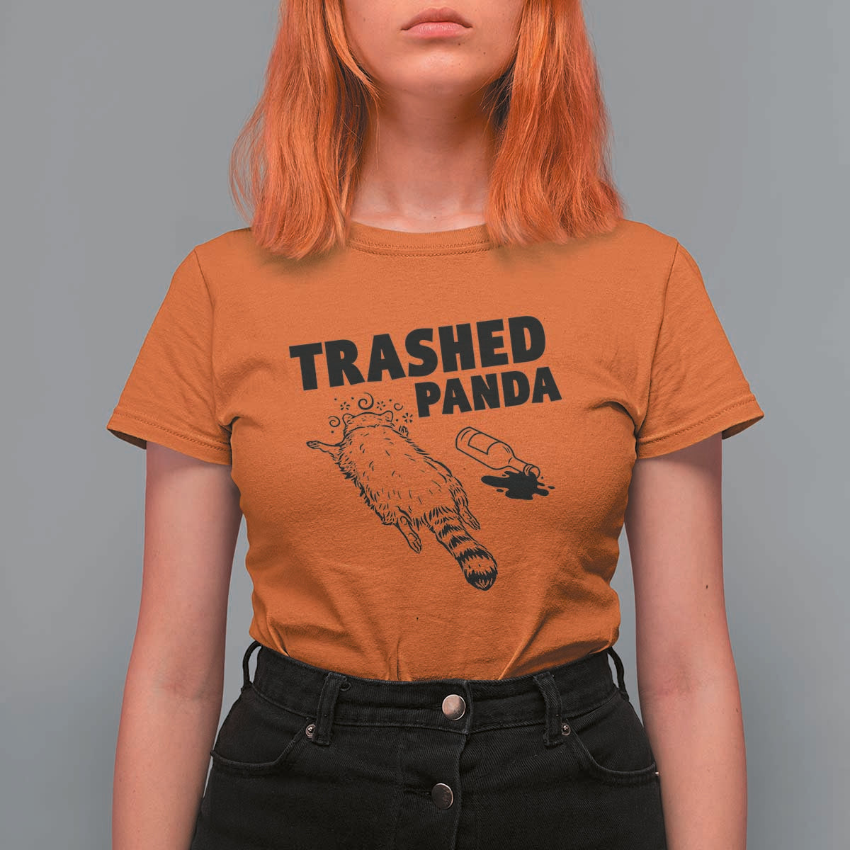 Funny Trashed Panda T Shirt For Women Drunk Raccoon Meme Hot Mess - Wonder Print Shop