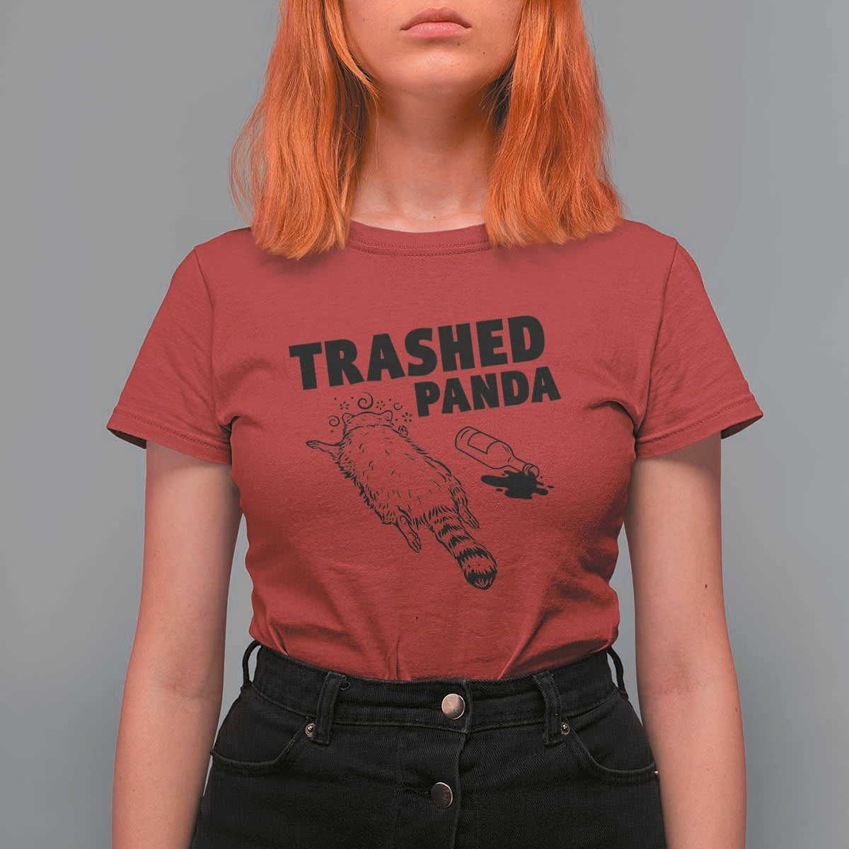 Funny Trashed Panda T Shirt For Women Drunk Raccoon Meme Hot Mess - Wonder Print Shop