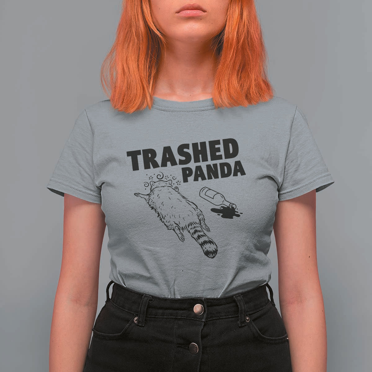 Funny Trashed Panda T Shirt For Women Drunk Raccoon Meme Hot Mess - Wonder Print Shop