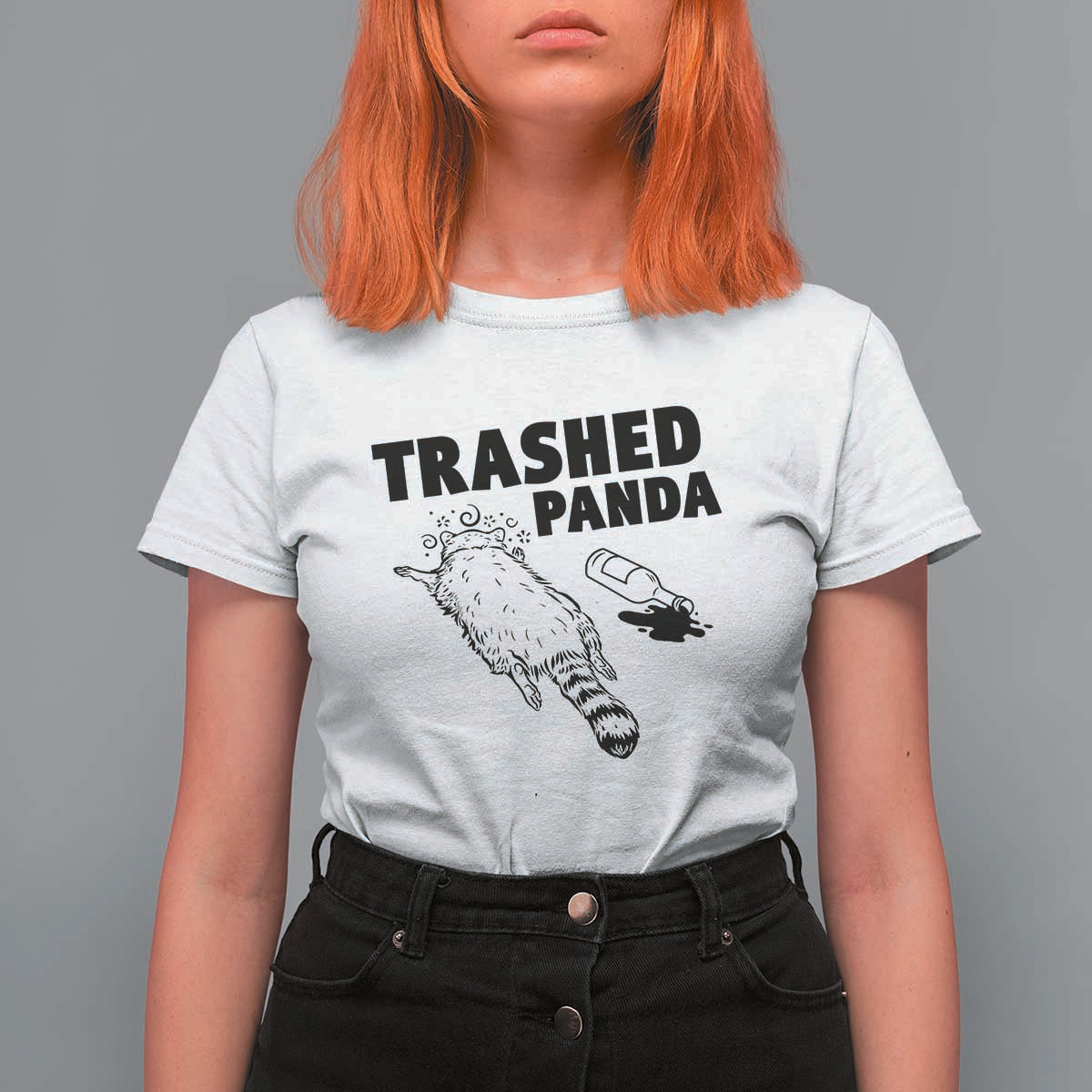 Funny Trashed Panda T Shirt For Women Drunk Raccoon Meme Hot Mess - Wonder Print Shop