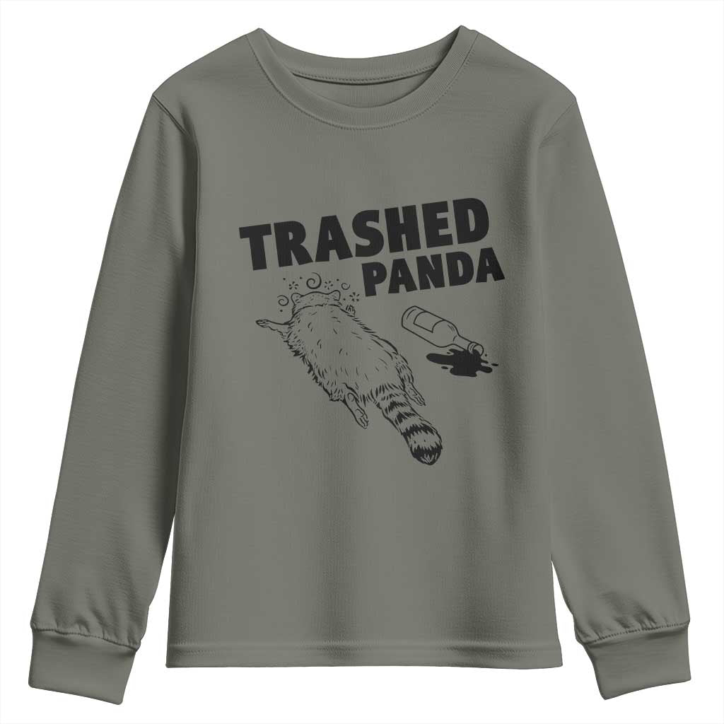 Funny Trashed Panda Youth Sweatshirt Drunk Raccoon Meme Hot Mess - Wonder Print Shop