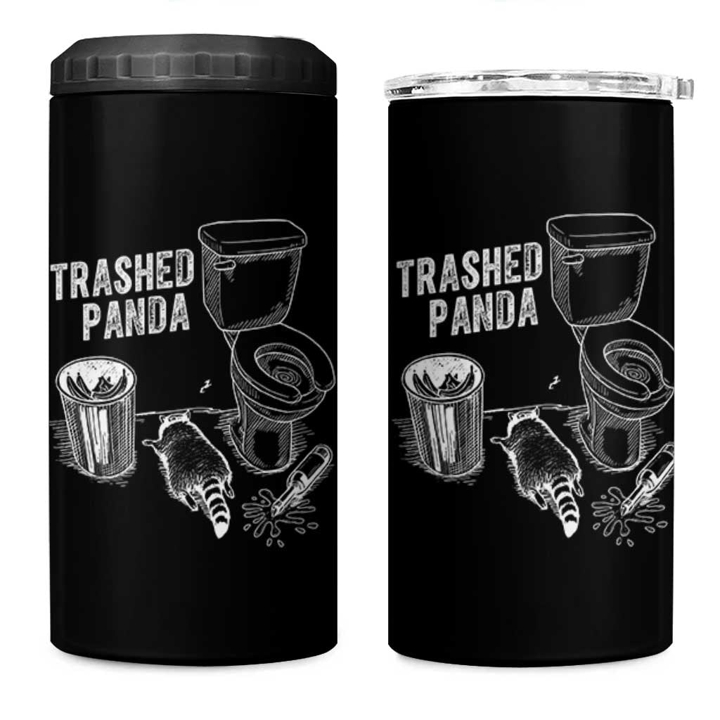 Funny Trashed Panda 4 in 1 Can Cooler Tumbler Drunk Raccoon in Toilet Meme Hot Mess - Wonder Print Shop