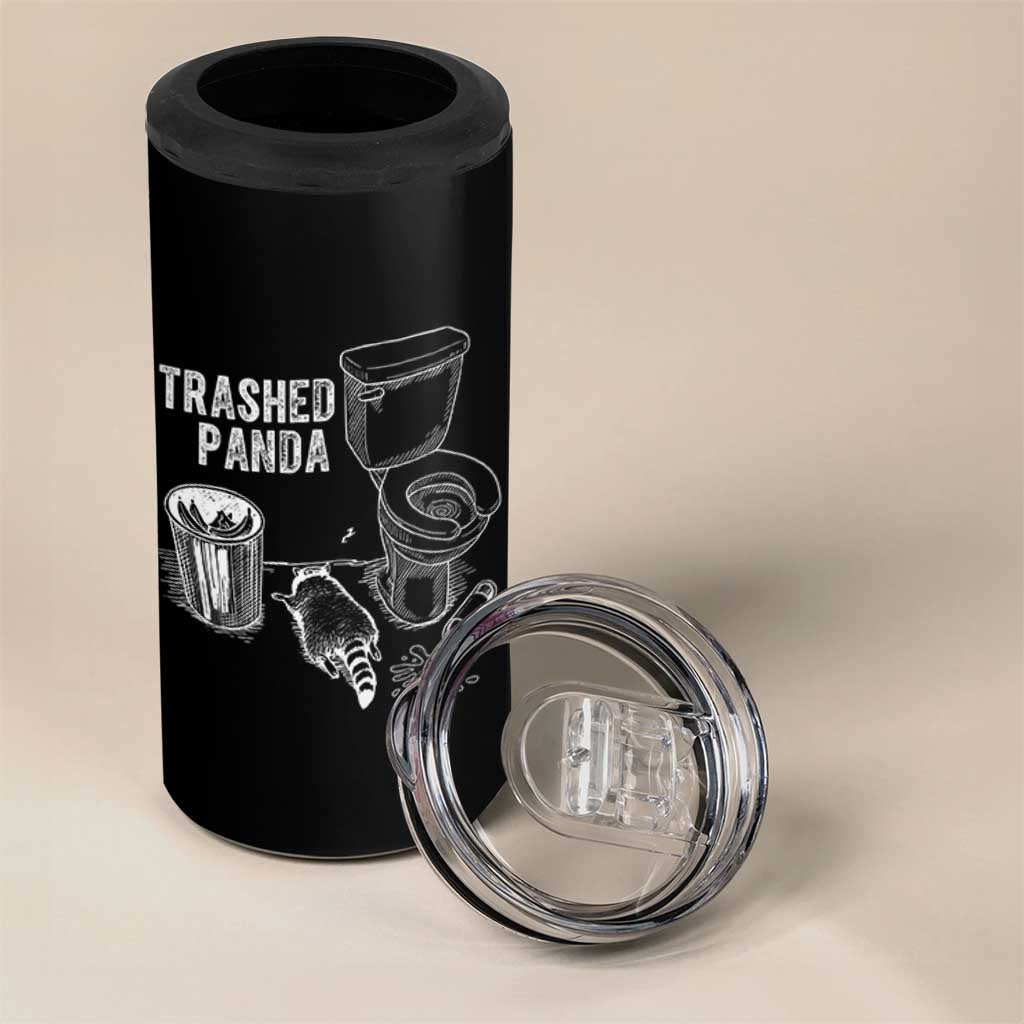 Funny Trashed Panda 4 in 1 Can Cooler Tumbler Drunk Raccoon in Toilet Meme Hot Mess - Wonder Print Shop