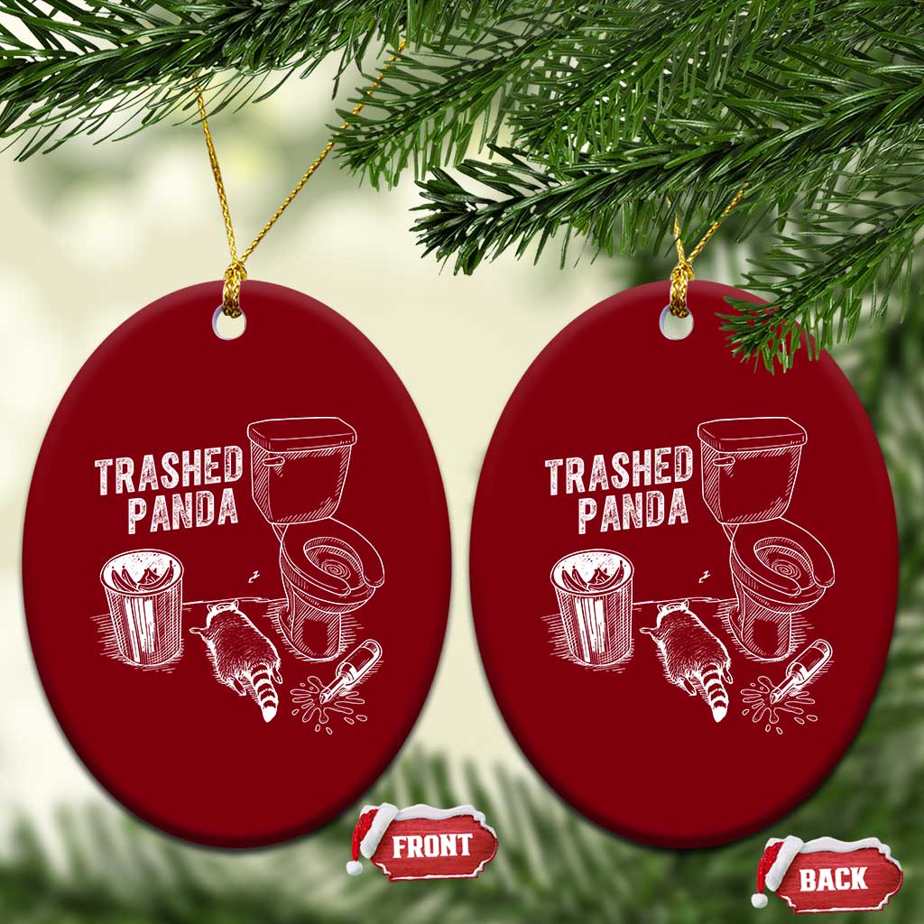 Funny Trashed Panda Ceramic Ornament Drunk Raccoon in Toilet Meme Hot Mess - Wonder Print Shop