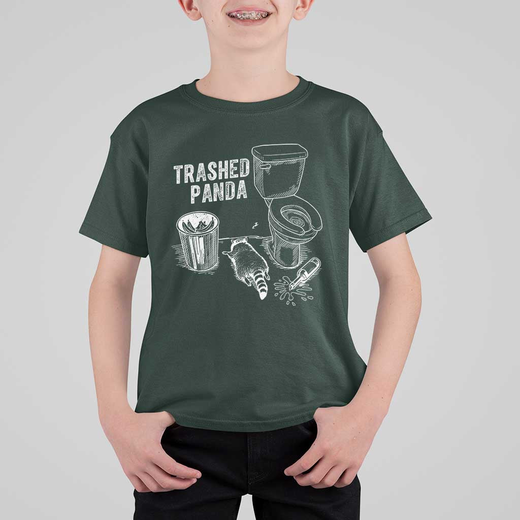 Funny Trashed Panda T Shirt For Kid Drunk Raccoon in Toilet Meme Hot Mess - Wonder Print Shop
