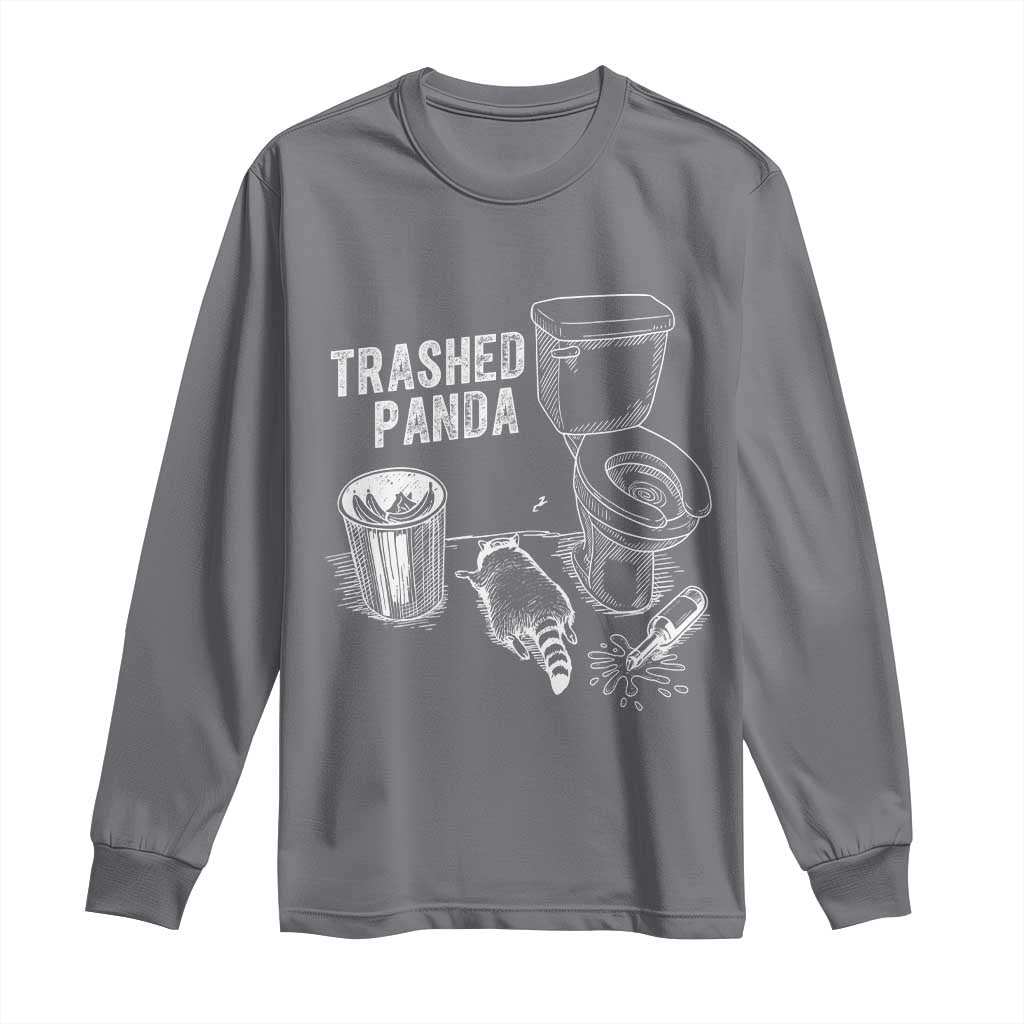 Funny Trashed Panda Long Sleeve Shirt Drunk Raccoon in Toilet Meme Hot Mess - Wonder Print Shop