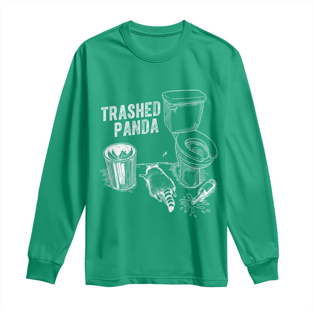 Funny Trashed Panda Long Sleeve Shirt Drunk Raccoon in Toilet Meme Hot Mess - Wonder Print Shop