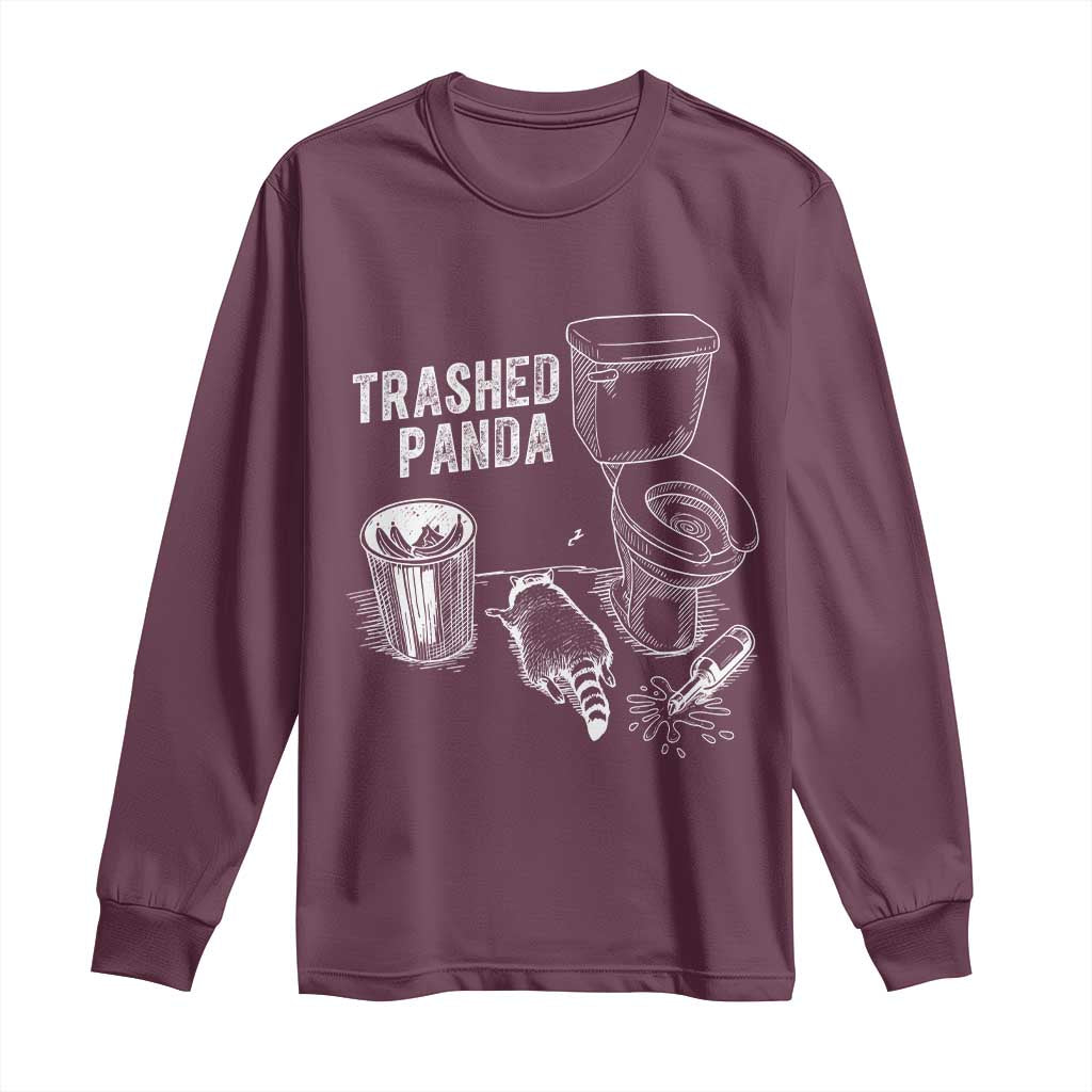Funny Trashed Panda Long Sleeve Shirt Drunk Raccoon in Toilet Meme Hot Mess - Wonder Print Shop