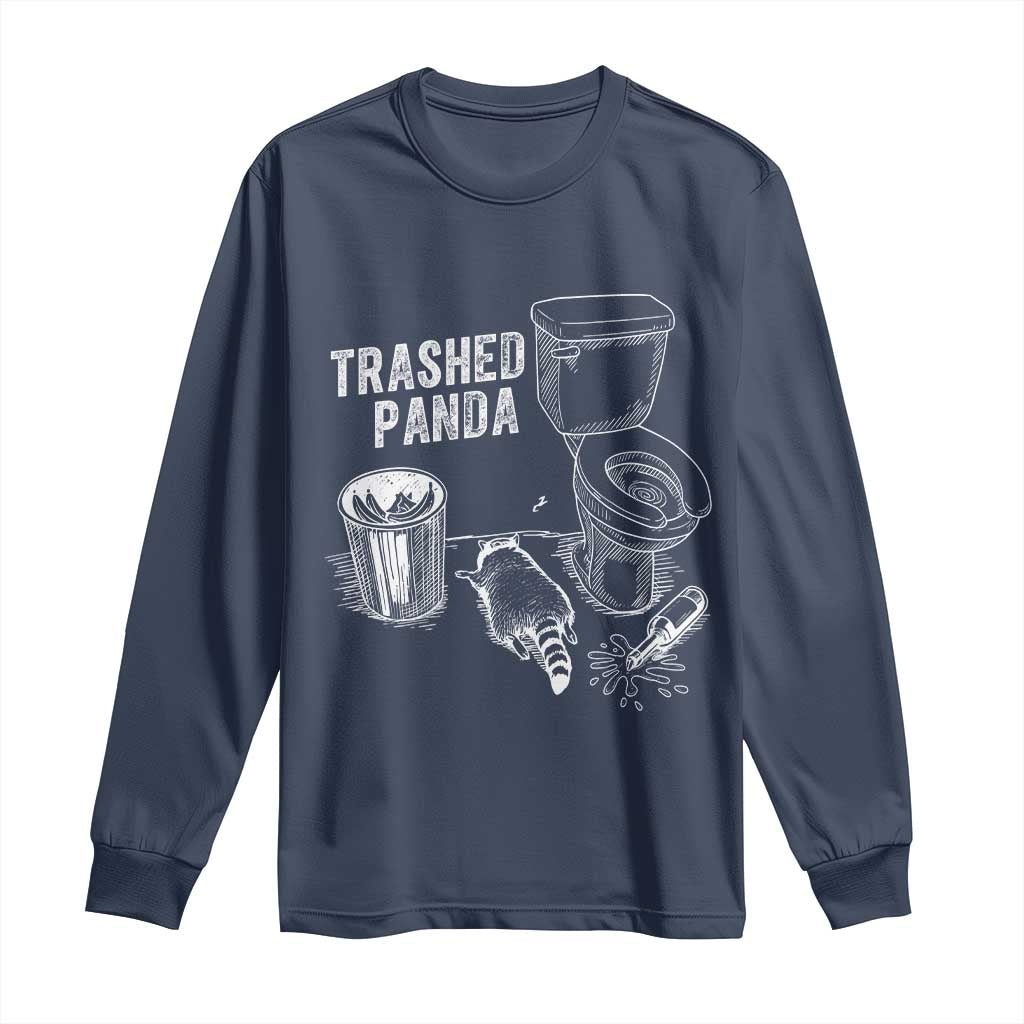 Funny Trashed Panda Long Sleeve Shirt Drunk Raccoon in Toilet Meme Hot Mess - Wonder Print Shop