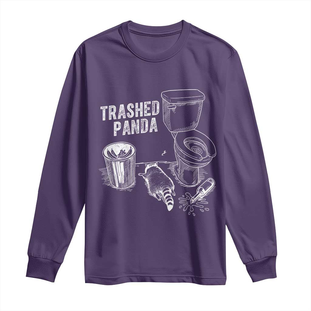 Funny Trashed Panda Long Sleeve Shirt Drunk Raccoon in Toilet Meme Hot Mess - Wonder Print Shop
