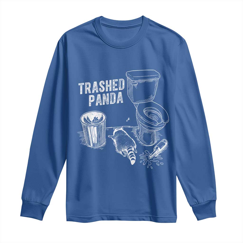 Funny Trashed Panda Long Sleeve Shirt Drunk Raccoon in Toilet Meme Hot Mess - Wonder Print Shop