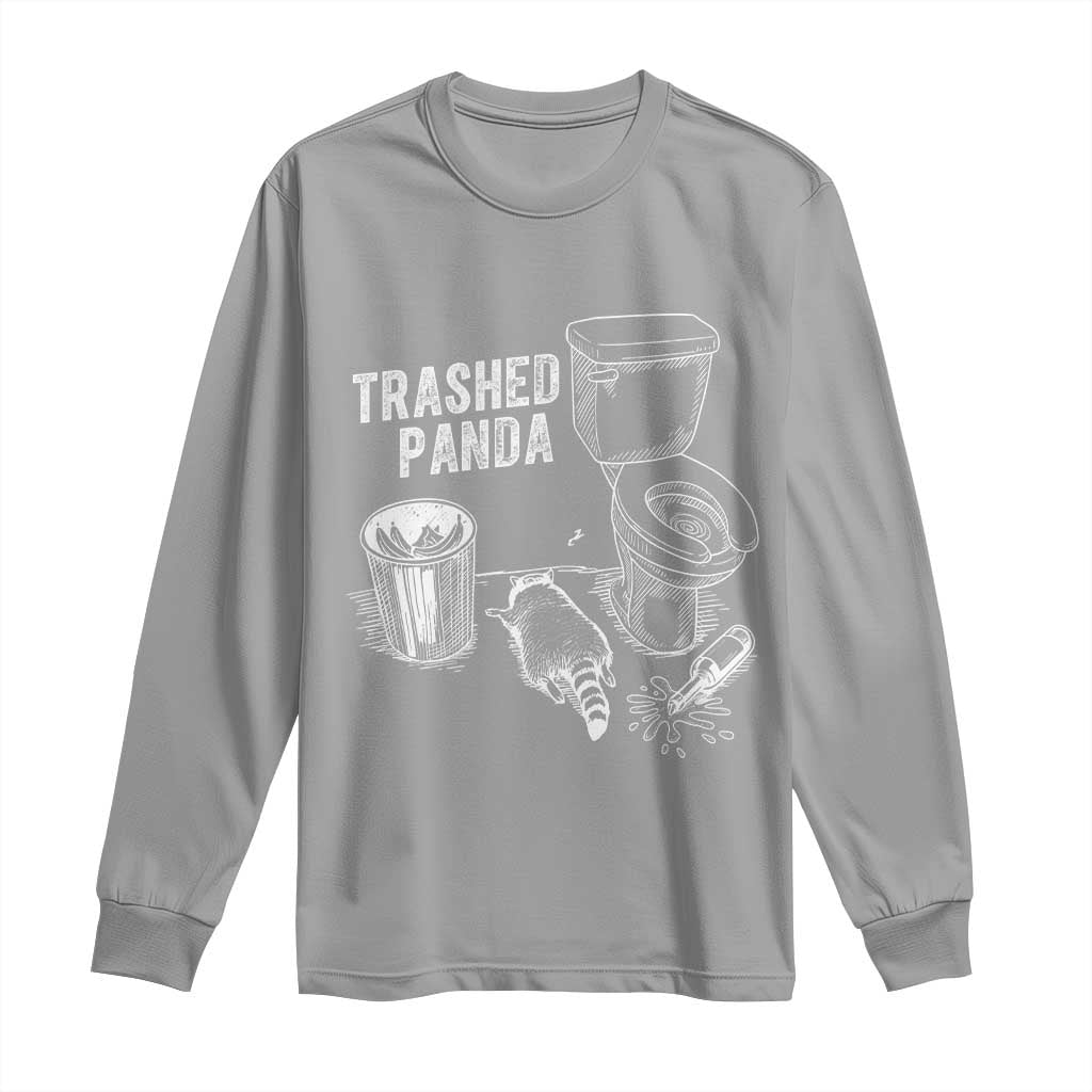Funny Trashed Panda Long Sleeve Shirt Drunk Raccoon in Toilet Meme Hot Mess - Wonder Print Shop