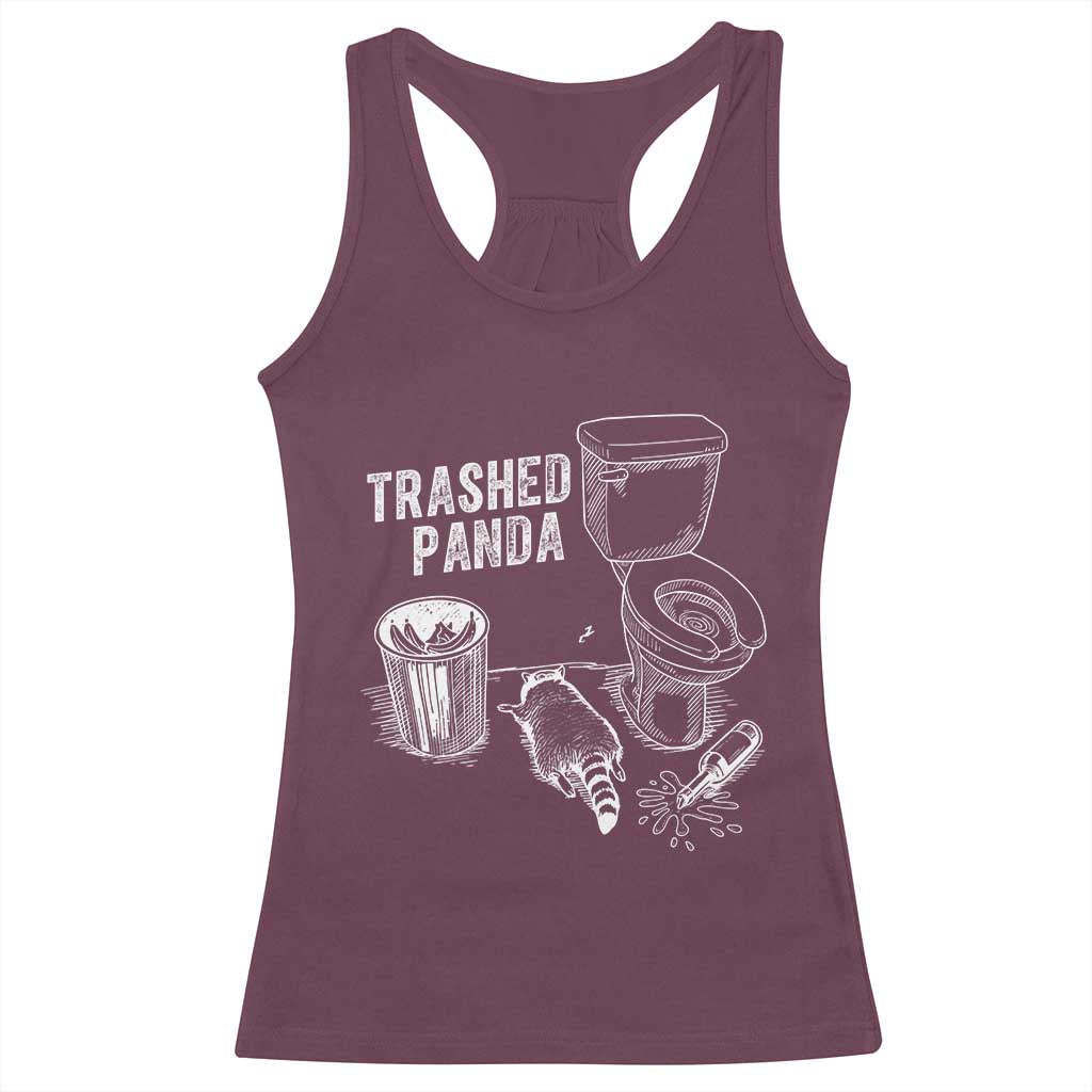 Funny Trashed Panda Racerback Tank Top Drunk Raccoon in Toilet Meme Hot Mess - Wonder Print Shop