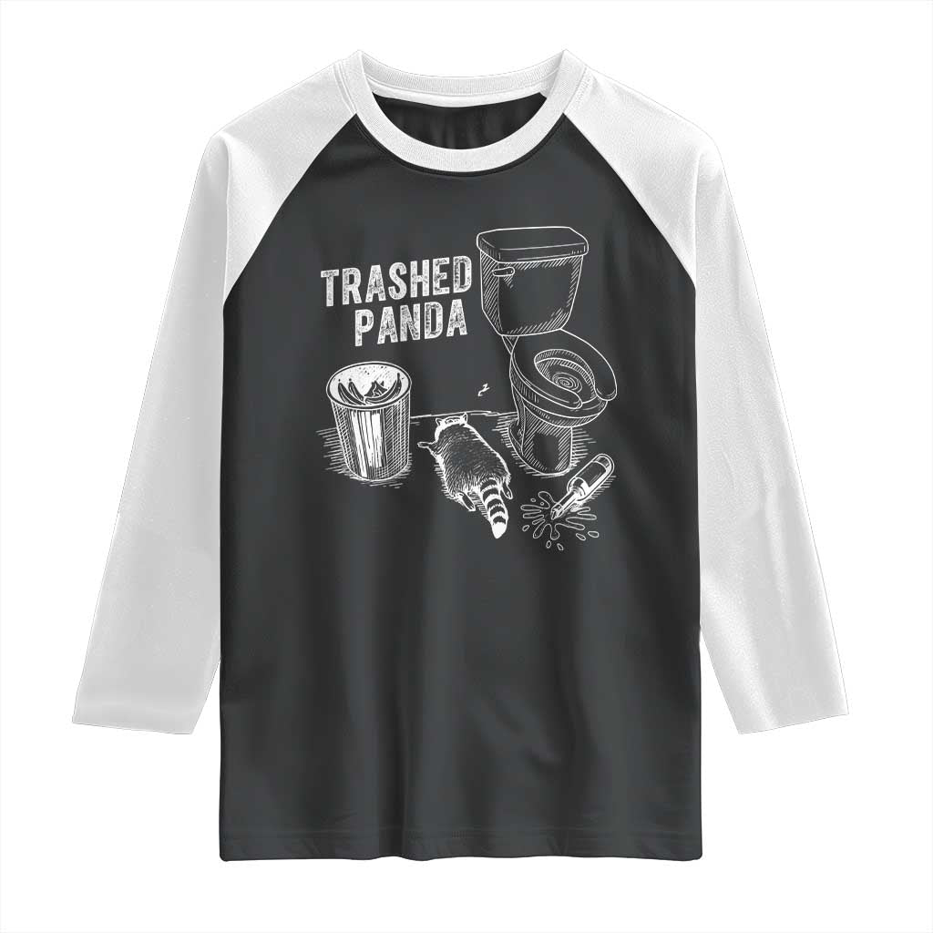 Funny Trashed Panda Raglan Shirt Drunk Raccoon in Toilet Meme Hot Mess - Wonder Print Shop