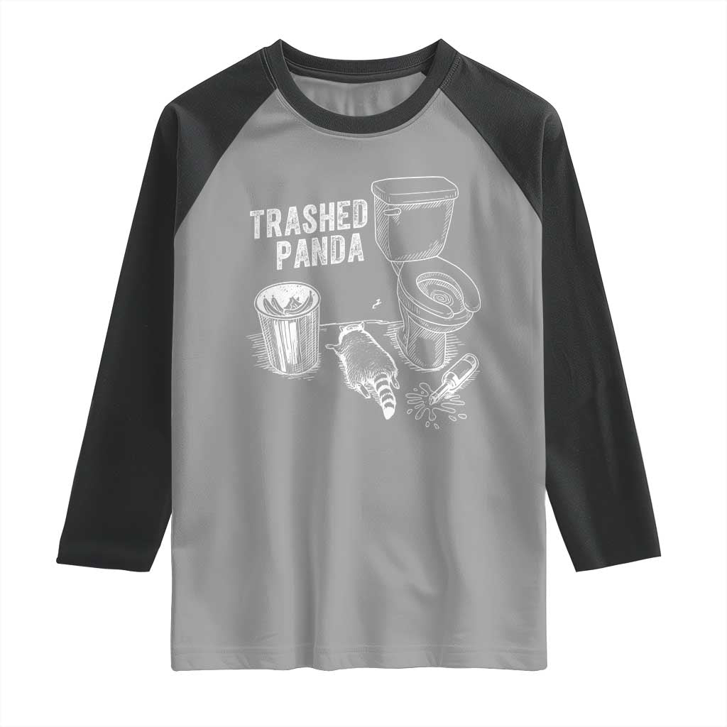 Funny Trashed Panda Raglan Shirt Drunk Raccoon in Toilet Meme Hot Mess - Wonder Print Shop