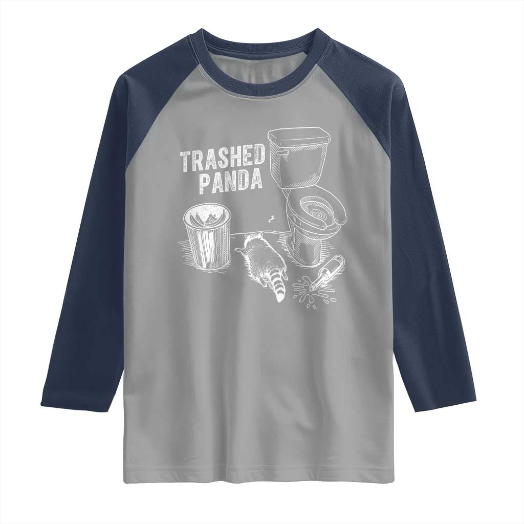 Funny Trashed Panda Raglan Shirt Drunk Raccoon in Toilet Meme Hot Mess - Wonder Print Shop