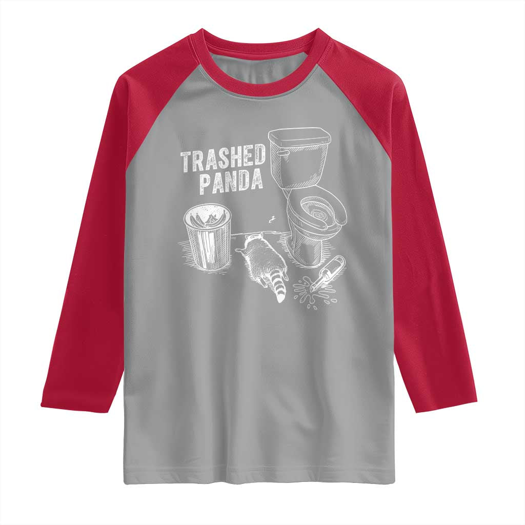 Funny Trashed Panda Raglan Shirt Drunk Raccoon in Toilet Meme Hot Mess - Wonder Print Shop