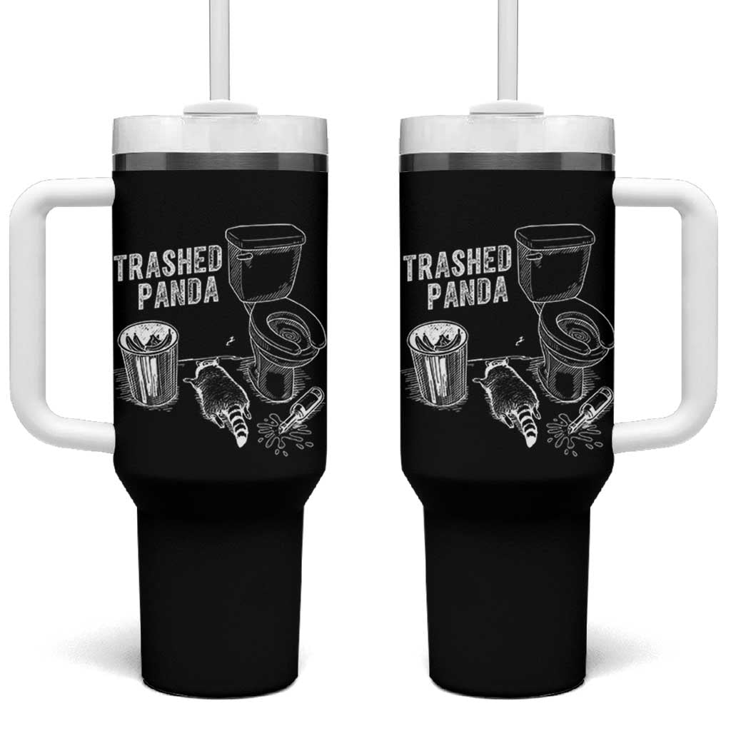 Funny Trashed Panda Tumbler With Handle Drunk Raccoon in Toilet Meme Hot Mess - Wonder Print Shop
