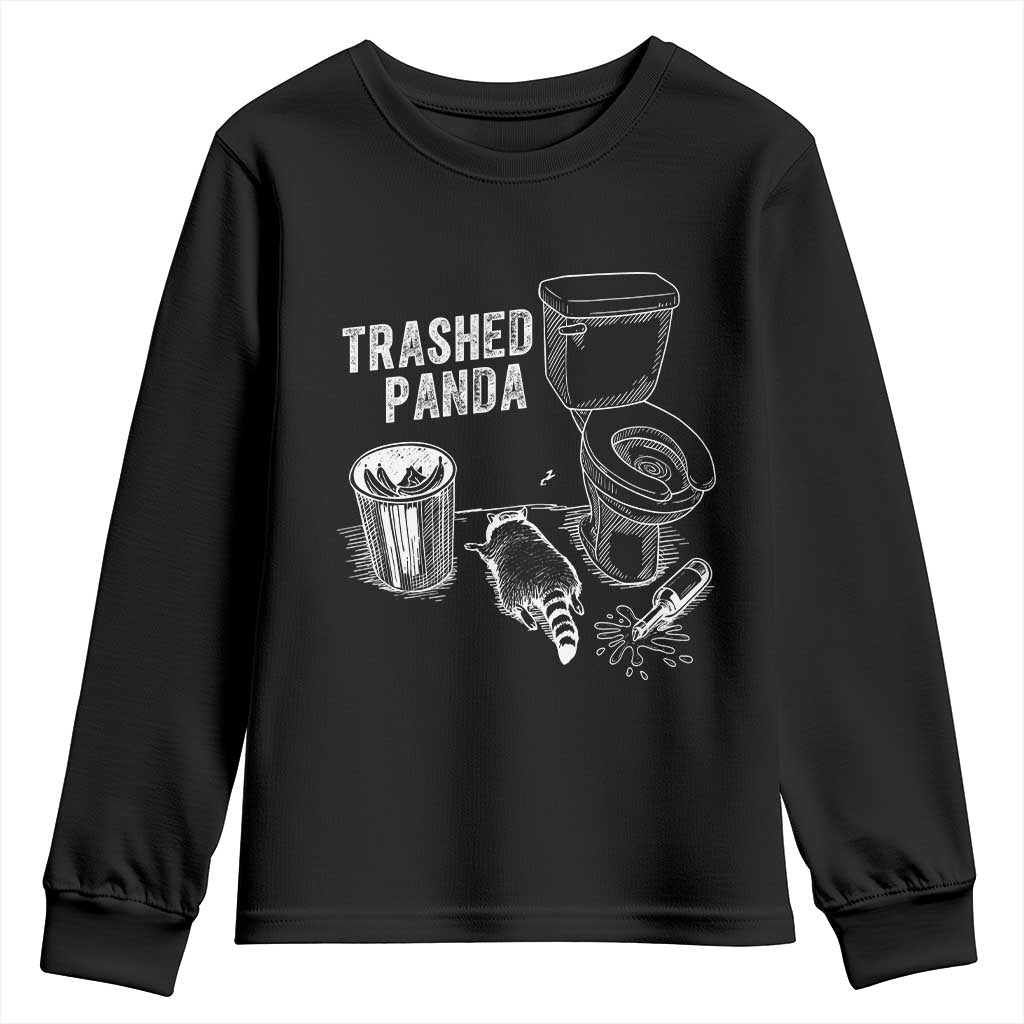 Funny Trashed Panda Youth Sweatshirt Drunk Raccoon in Toilet Meme Hot Mess - Wonder Print Shop