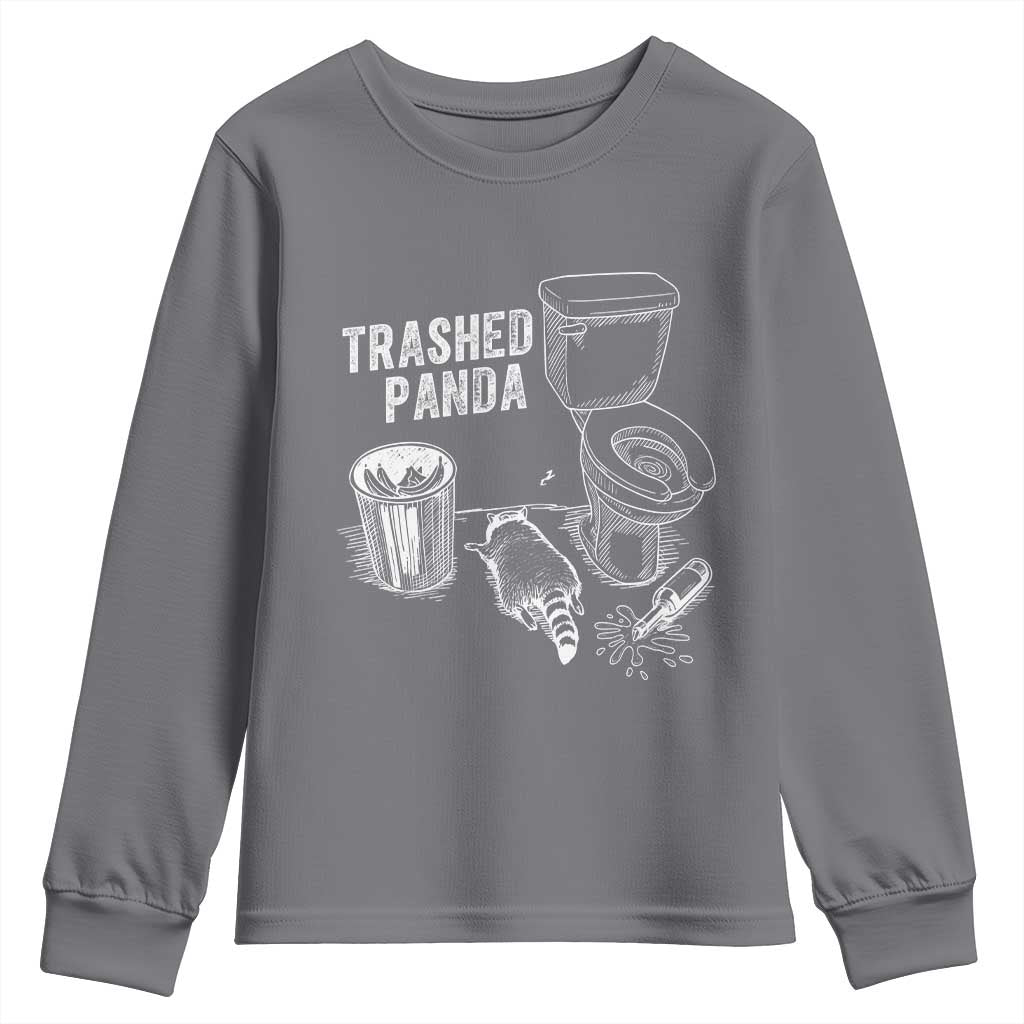 Funny Trashed Panda Youth Sweatshirt Drunk Raccoon in Toilet Meme Hot Mess - Wonder Print Shop