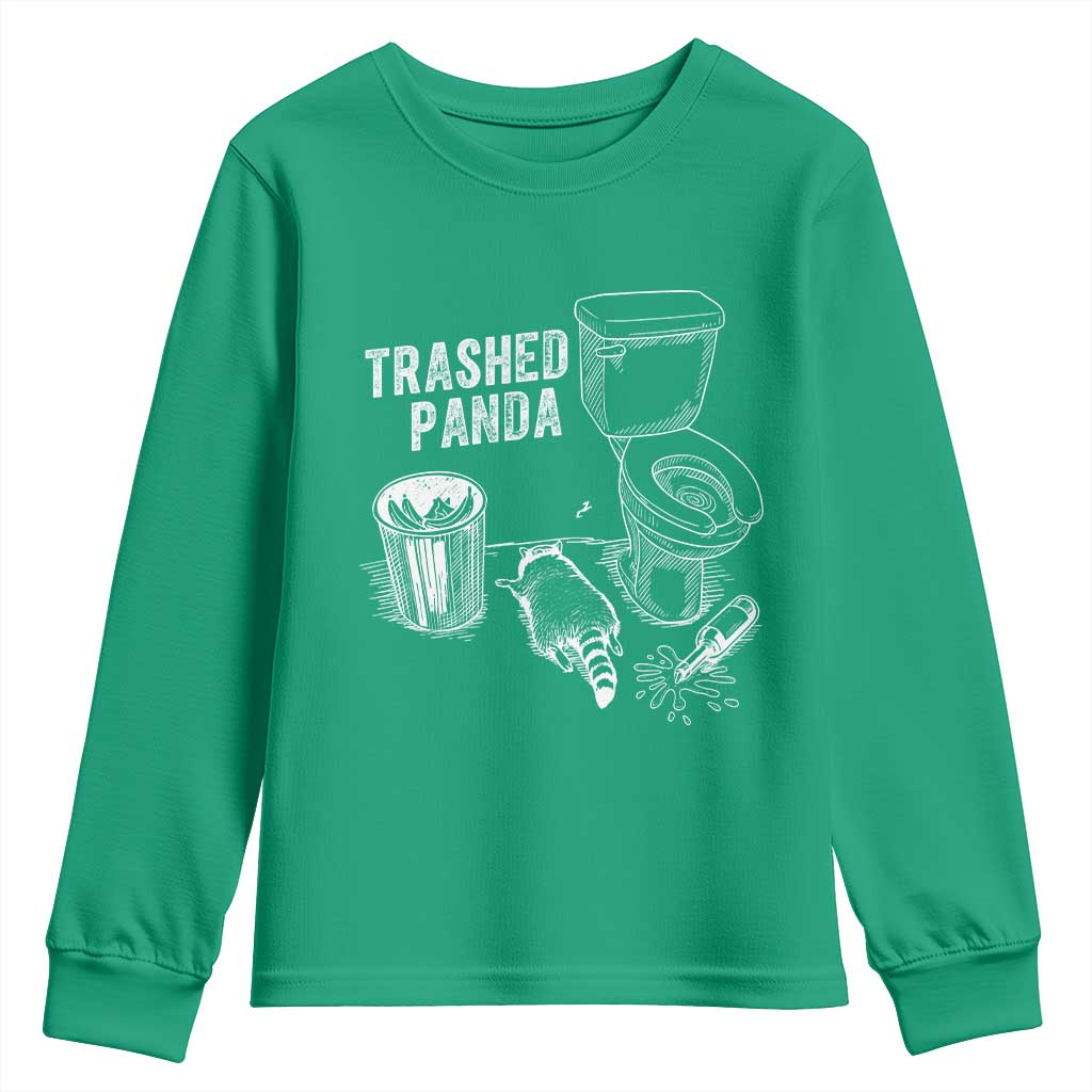 Funny Trashed Panda Youth Sweatshirt Drunk Raccoon in Toilet Meme Hot Mess - Wonder Print Shop