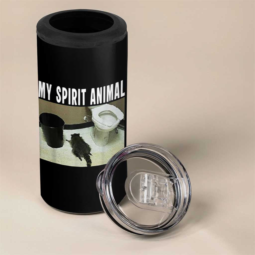 Funny Trashed Panda My Spirit Animal 4 in 1 Can Cooler Tumbler Drunk Raccoon in Toilet Meme Hot Mess - Wonder Print Shop