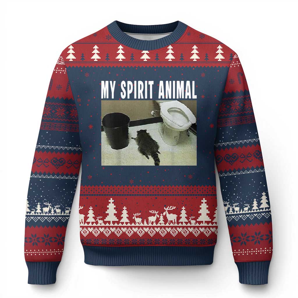 Funny Trashed Panda My Spirit Animal Ugly Christmas Sweater Drunk Raccoon in Toilet Meme Hot Mess - Wonder Print Shop