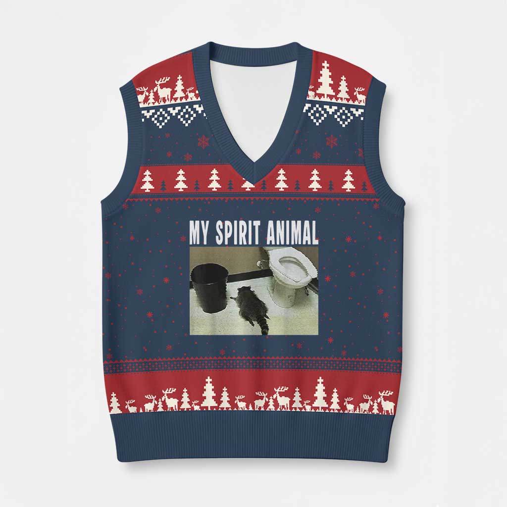 Funny Trashed Panda My Spirit Animal V-Neck Knit Sweater Vest Drunk Raccoon in Toilet Meme Hot Mess - Wonder Print Shop
