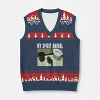 Funny Trashed Panda My Spirit Animal V-Neck Knit Sweater Vest Drunk Raccoon in Toilet Meme Hot Mess - Wonder Print Shop