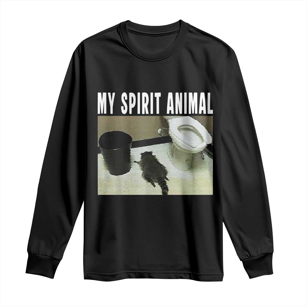 Funny Trashed Panda My Spirit Animal Long Sleeve Shirt Drunk Raccoon in Toilet Meme Hot Mess - Wonder Print Shop