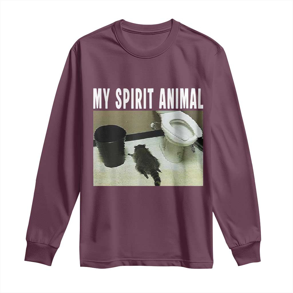 Funny Trashed Panda My Spirit Animal Long Sleeve Shirt Drunk Raccoon in Toilet Meme Hot Mess - Wonder Print Shop