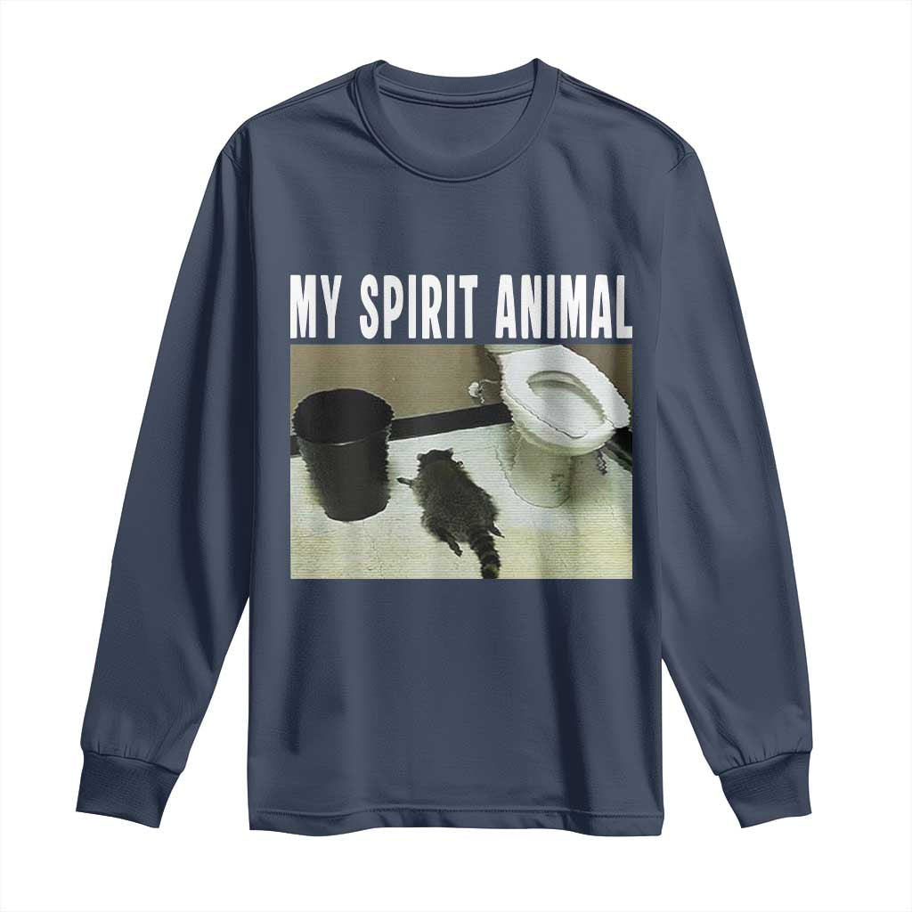 Funny Trashed Panda My Spirit Animal Long Sleeve Shirt Drunk Raccoon in Toilet Meme Hot Mess - Wonder Print Shop
