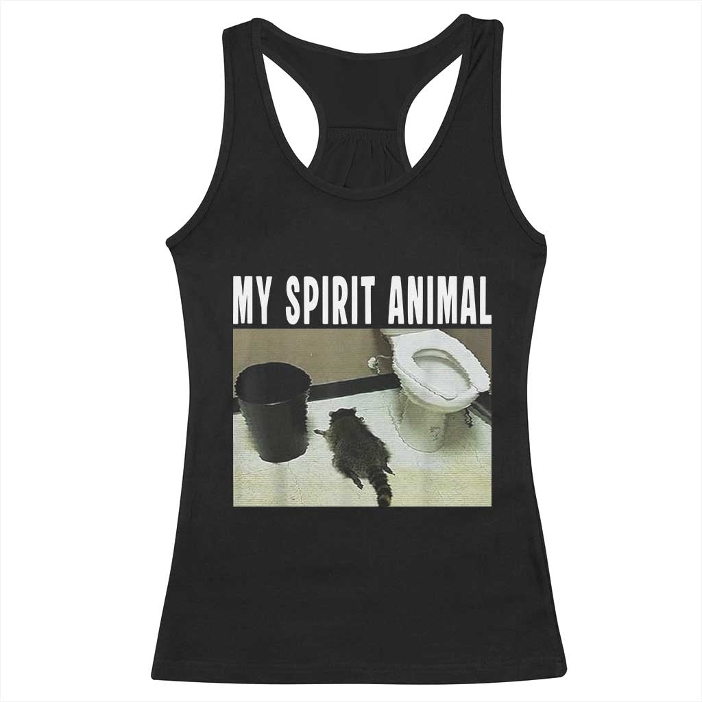 Funny Trashed Panda My Spirit Animal Racerback Tank Top Drunk Raccoon in Toilet Meme Hot Mess - Wonder Print Shop