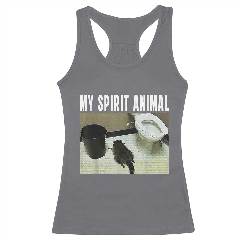 Funny Trashed Panda My Spirit Animal Racerback Tank Top Drunk Raccoon in Toilet Meme Hot Mess - Wonder Print Shop