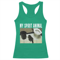Funny Trashed Panda My Spirit Animal Racerback Tank Top Drunk Raccoon in Toilet Meme Hot Mess - Wonder Print Shop