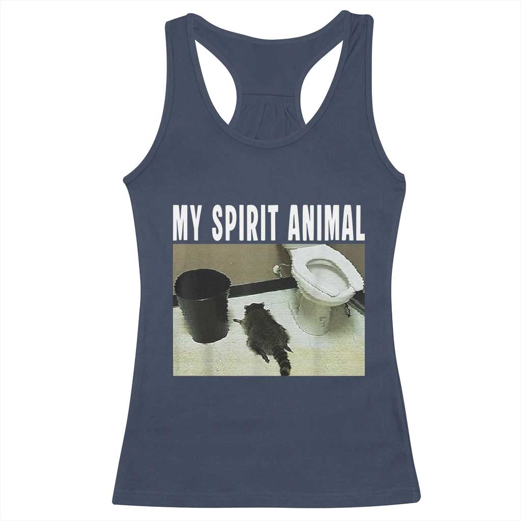 Funny Trashed Panda My Spirit Animal Racerback Tank Top Drunk Raccoon in Toilet Meme Hot Mess - Wonder Print Shop