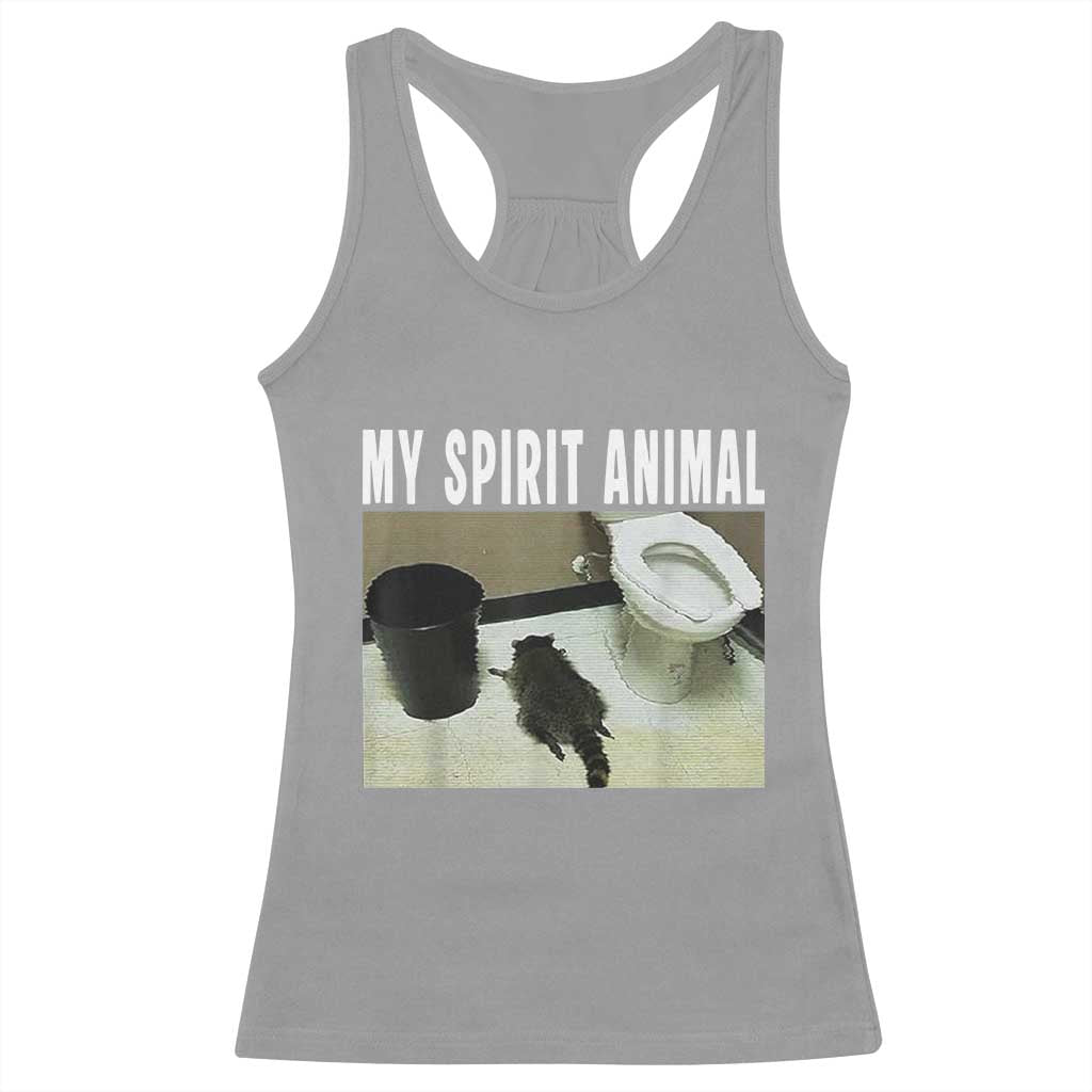 Funny Trashed Panda My Spirit Animal Racerback Tank Top Drunk Raccoon in Toilet Meme Hot Mess - Wonder Print Shop