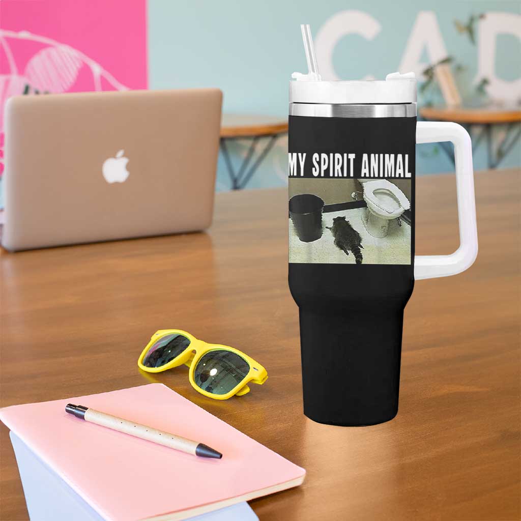 Funny Trashed Panda My Spirit Animal Tumbler With Handle Drunk Raccoon in Toilet Meme Hot Mess - Wonder Print Shop