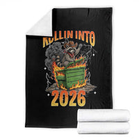 Dumpster Fire Raccoon Meme for Surviving 2025 Throw Blanket Rollin Into 2026 Trash Panda Energy - Wonder Print Shop
