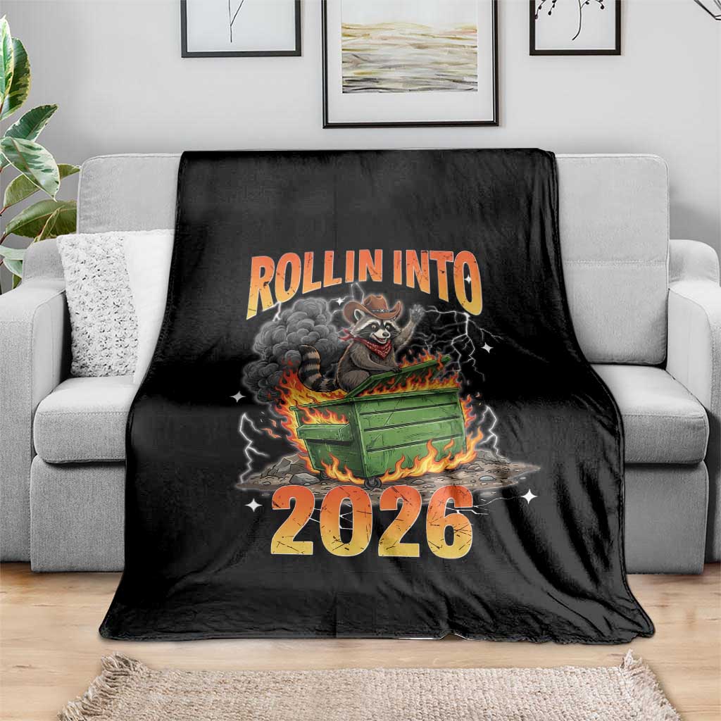 Dumpster Fire Raccoon Meme for Surviving 2025 Throw Blanket Rollin Into 2026 Trash Panda Energy - Wonder Print Shop