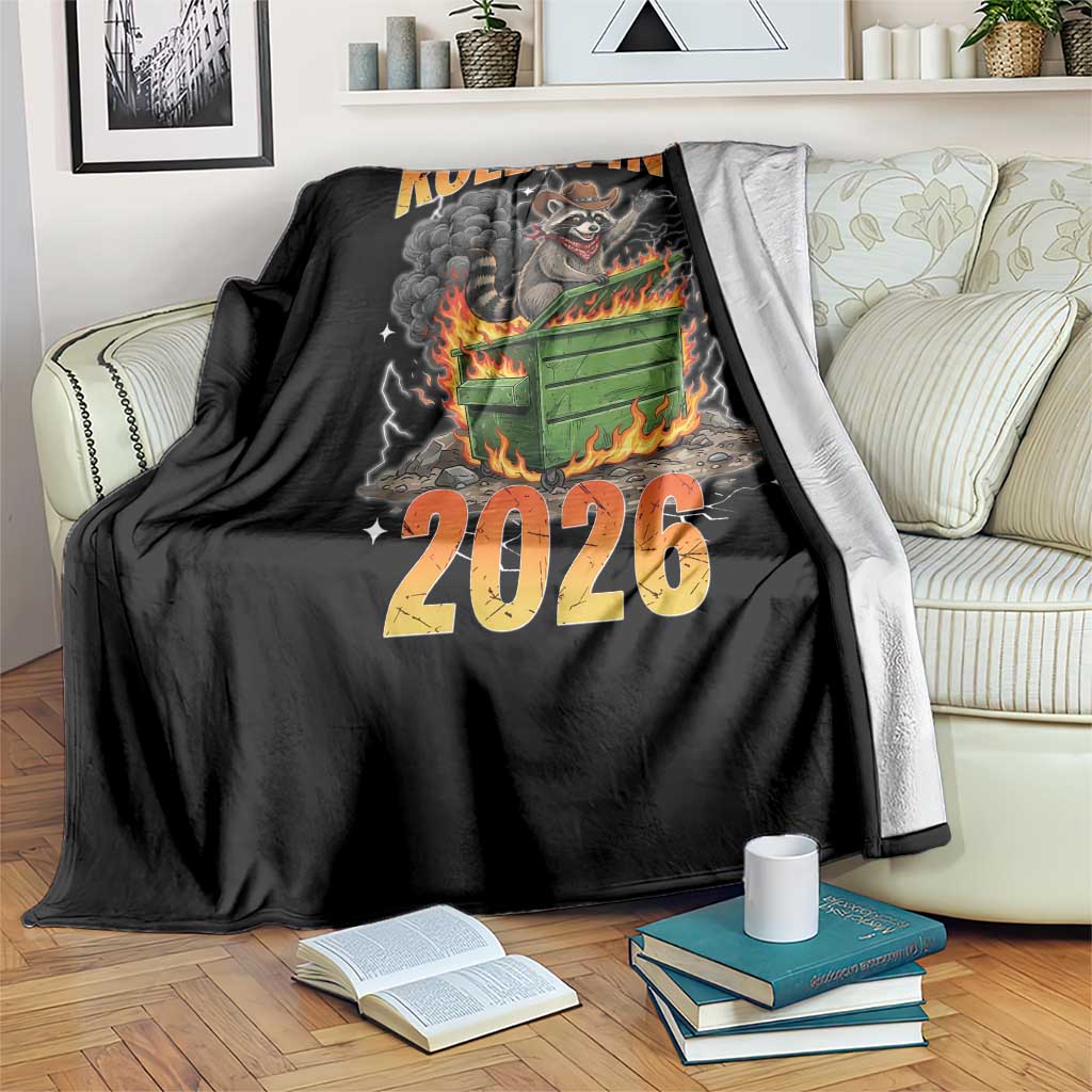 Dumpster Fire Raccoon Meme for Surviving 2025 Throw Blanket Rollin Into 2026 Trash Panda Energy - Wonder Print Shop