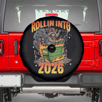 Dumpster Fire Raccoon Meme for Surviving 2025 Spare Tire Cover Rollin Into 2026 Trash Panda Energy - Wonder Print Shop