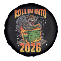 Dumpster Fire Raccoon Meme for Surviving 2025 Spare Tire Cover Rollin Into 2026 Trash Panda Energy - Wonder Print Shop