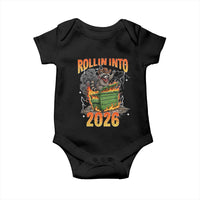 Dumpster Fire Raccoon Meme for Surviving 2025 Baby Onesie Rollin Into 2026 Trash Panda Energy - Wonder Print Shop