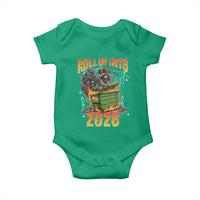 Dumpster Fire Raccoon Meme for Surviving 2025 Baby Onesie Rollin Into 2026 Trash Panda Energy - Wonder Print Shop