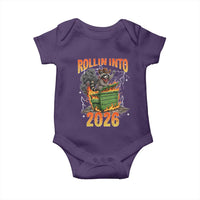 Dumpster Fire Raccoon Meme for Surviving 2025 Baby Onesie Rollin Into 2026 Trash Panda Energy - Wonder Print Shop