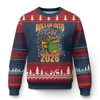 Dumpster Fire Raccoon Meme for Surviving 2025 Ugly Christmas Sweater Rollin Into 2026 Trash Panda Energy - Wonder Print Shop